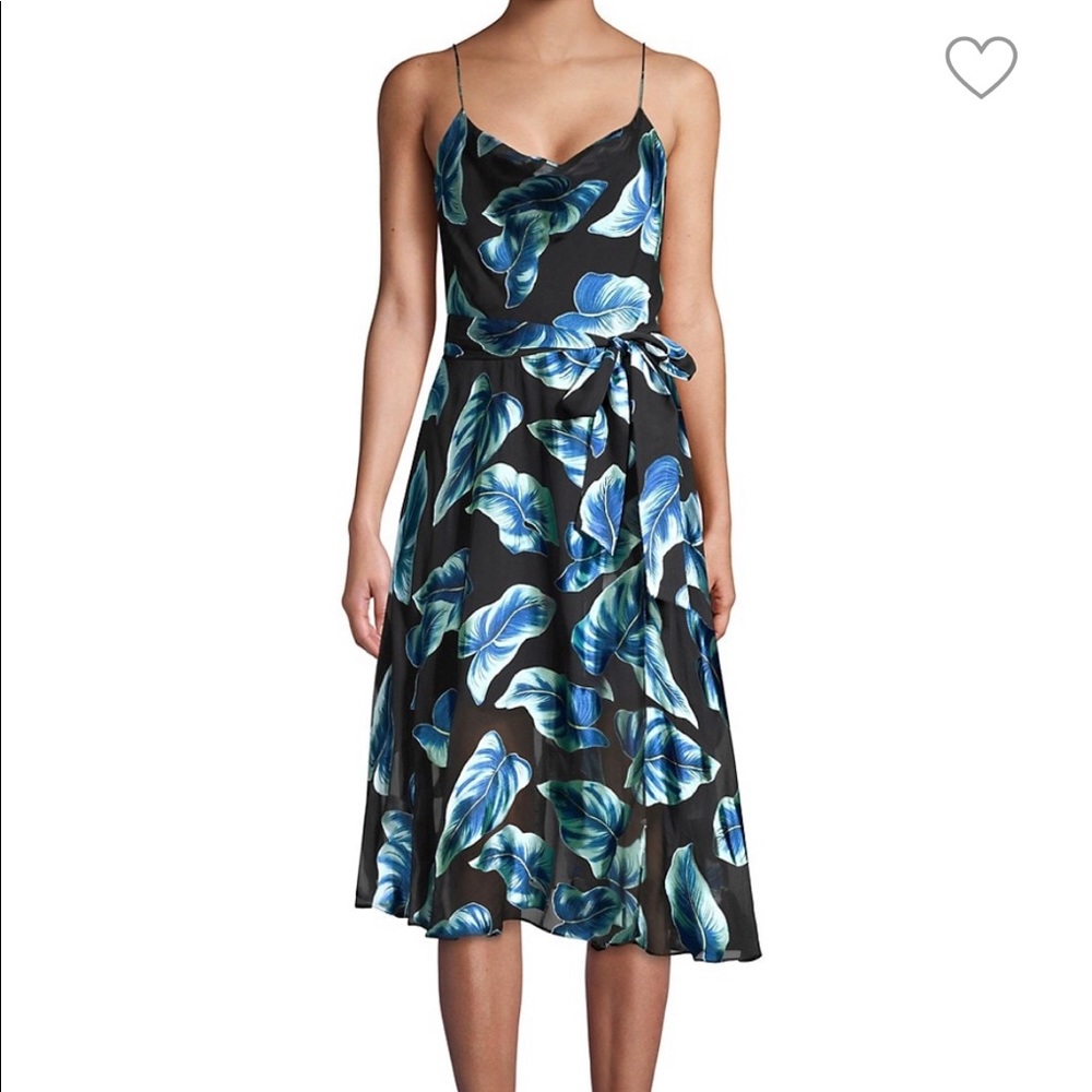 Alice and Olivia Cowl-Neck Floral Midi Dress